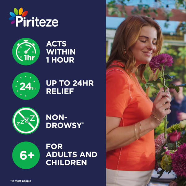 Piriteze Hayfever & Allergy Antihistamine Tablets, Allergy Relief, Cetirizine, 7s - Image 2